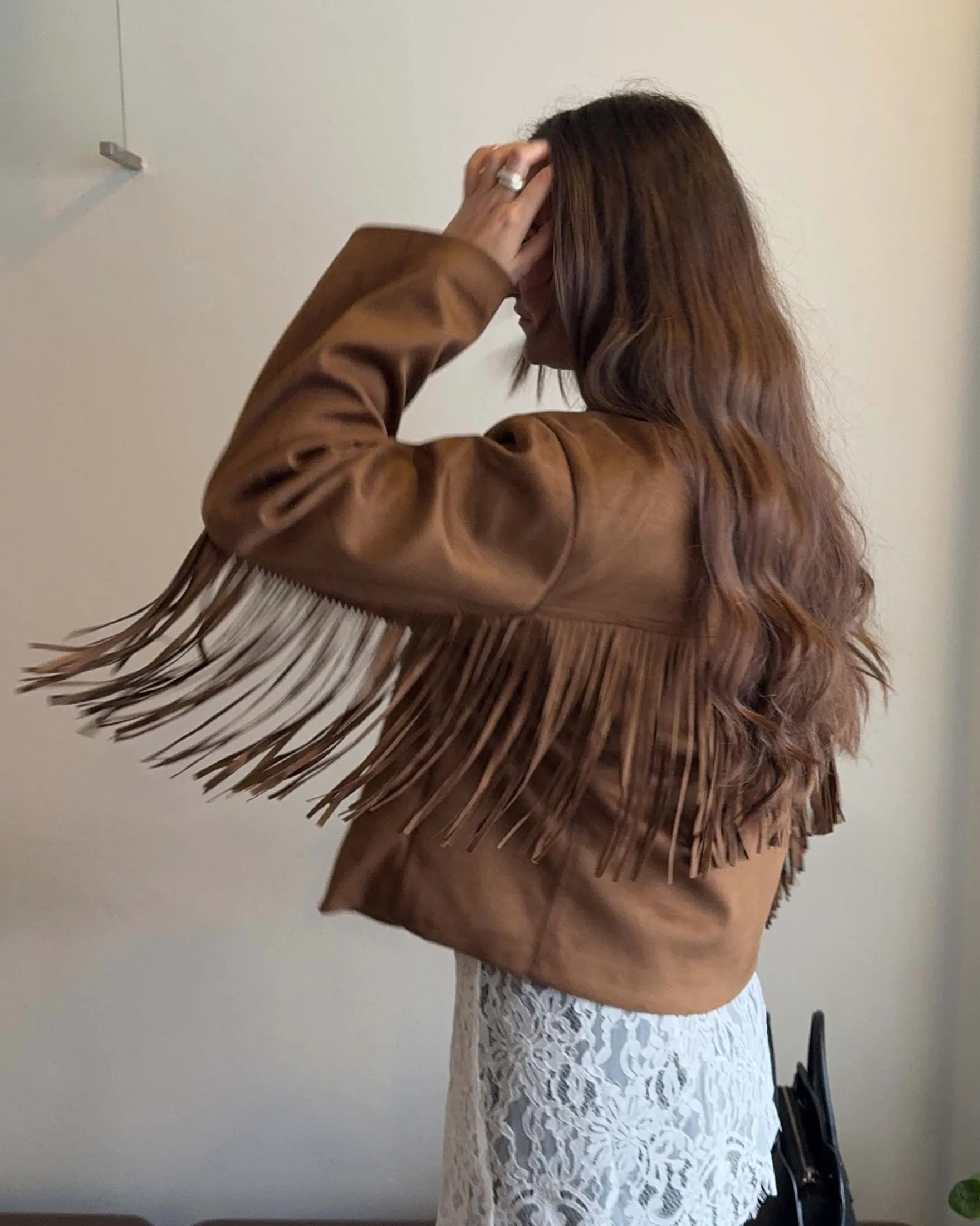 Amy faux suede fringe jacket