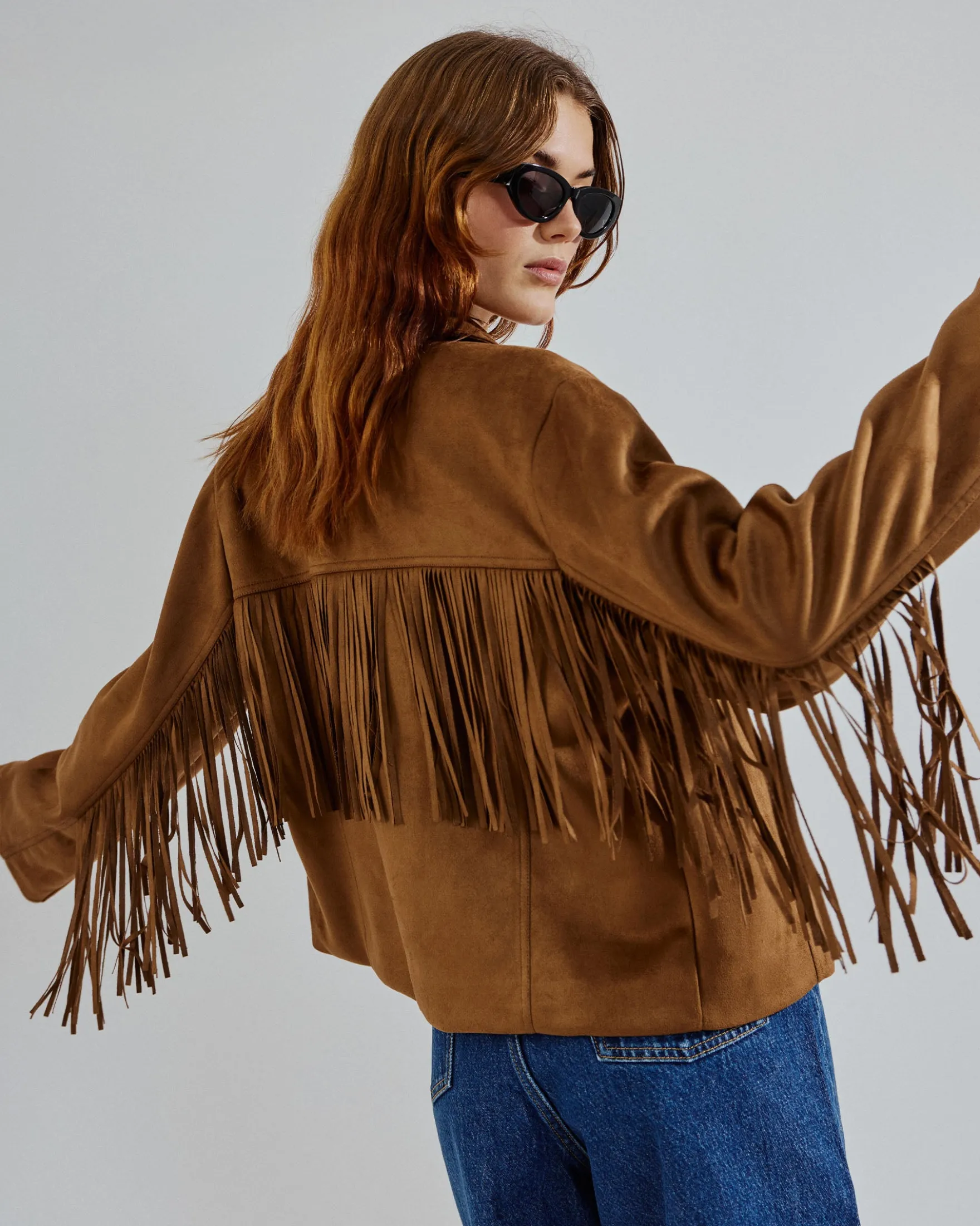 Amy faux suede fringe jacket