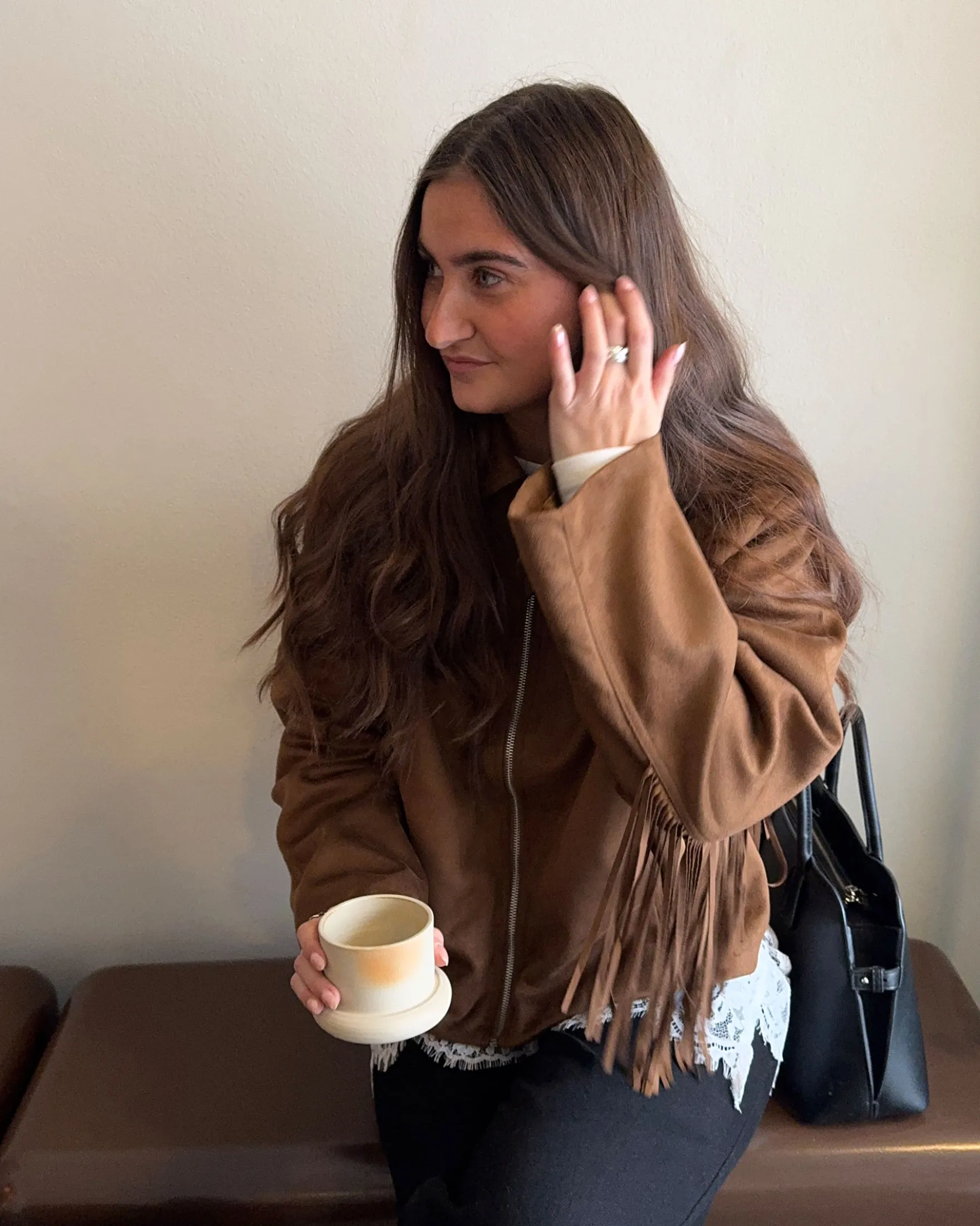 Amy faux suede fringe jacket