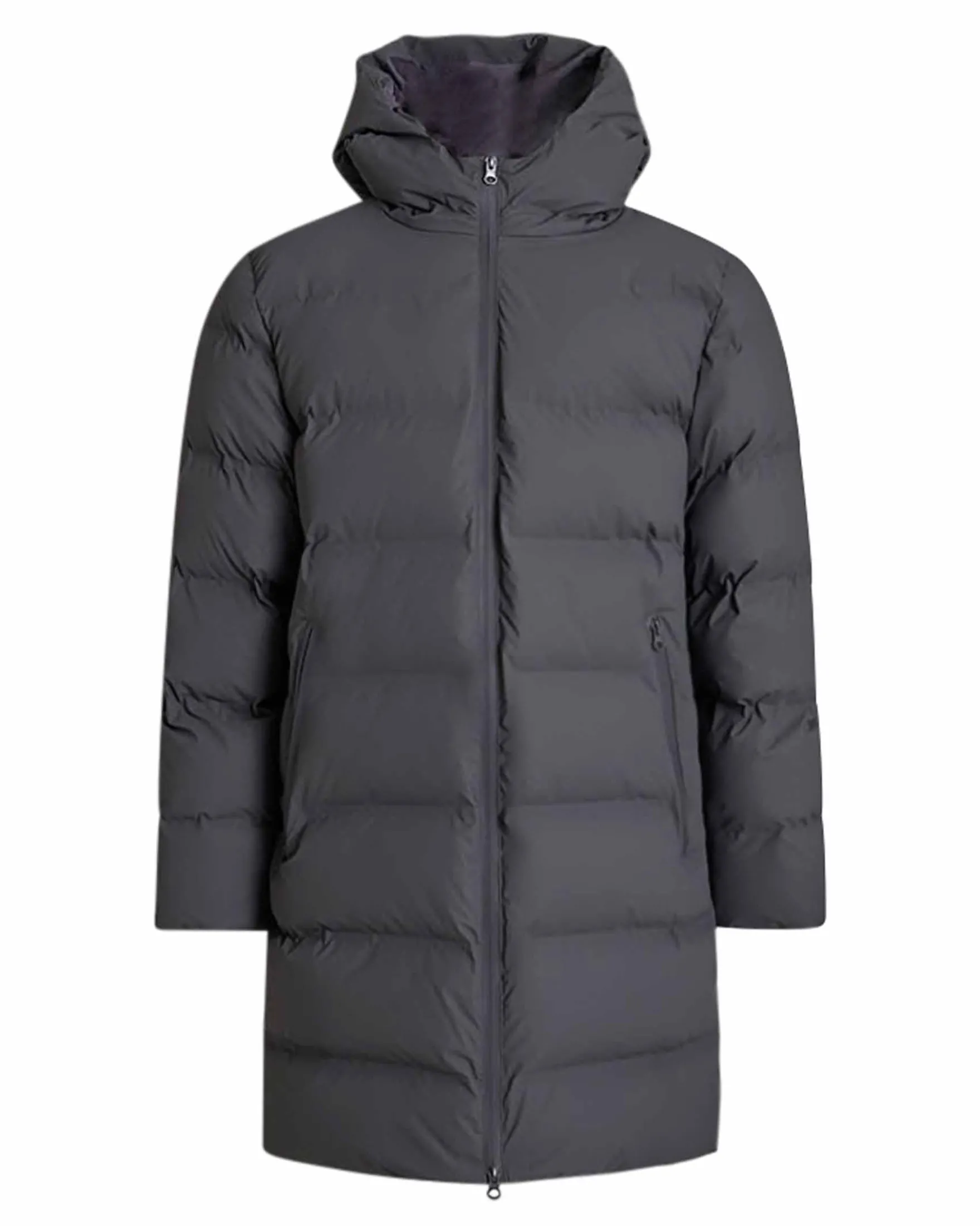 Coated long puffer jacket