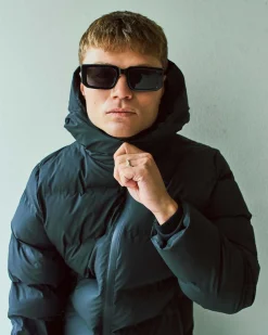 Coated long puffer jacket