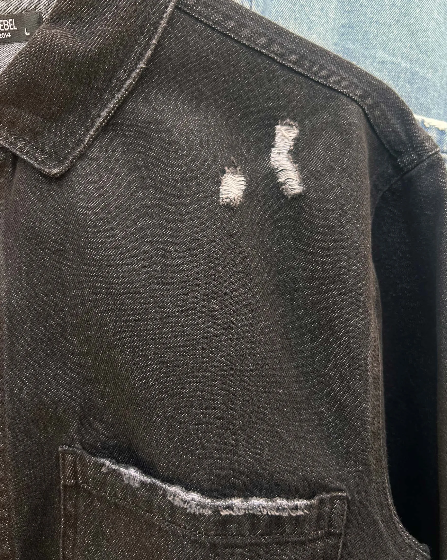 Denim destroyed overshirt