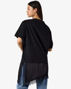 NMFILLA OVERSIZE SATIN LACE TEE