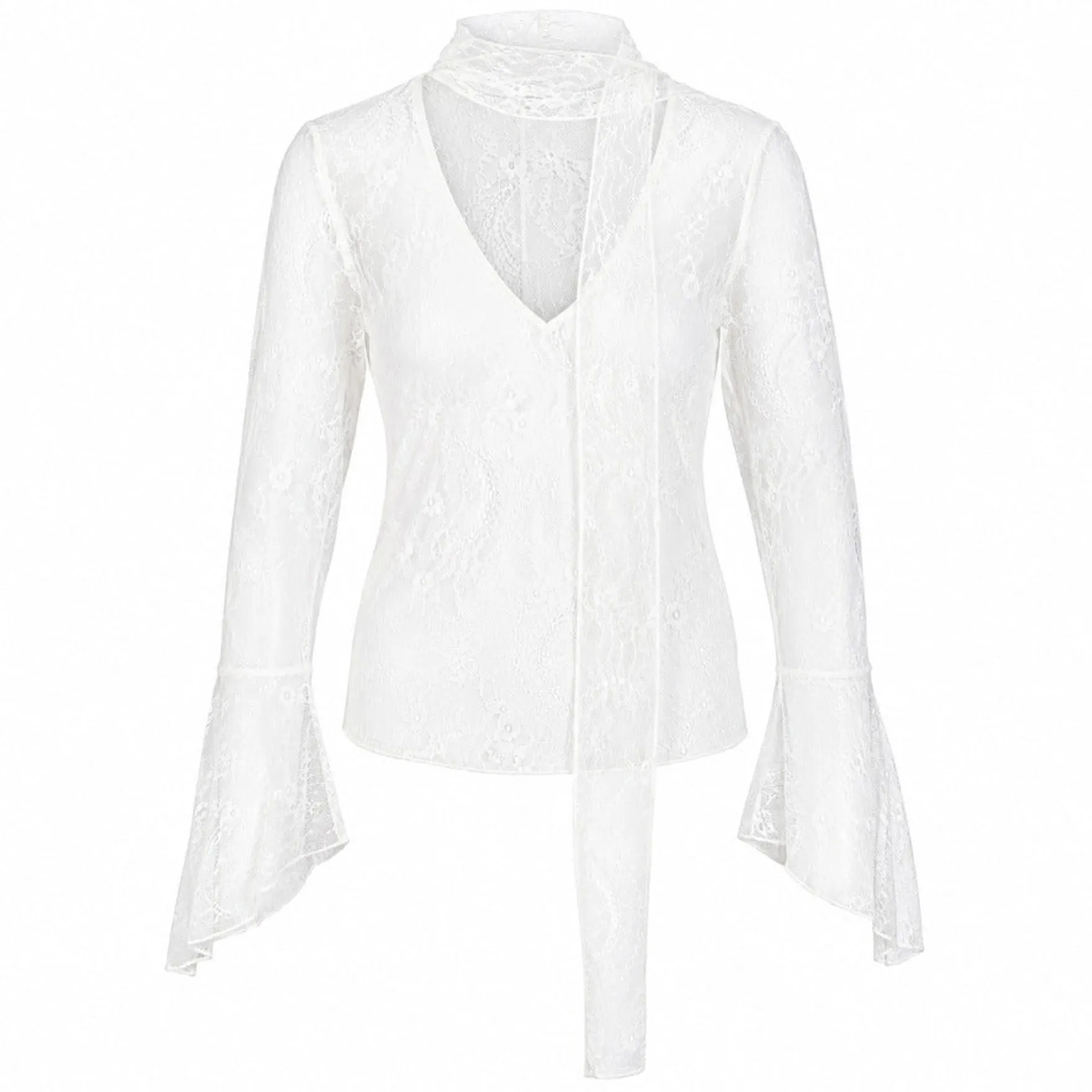 NMIDA L/S LACE SCARF TOP