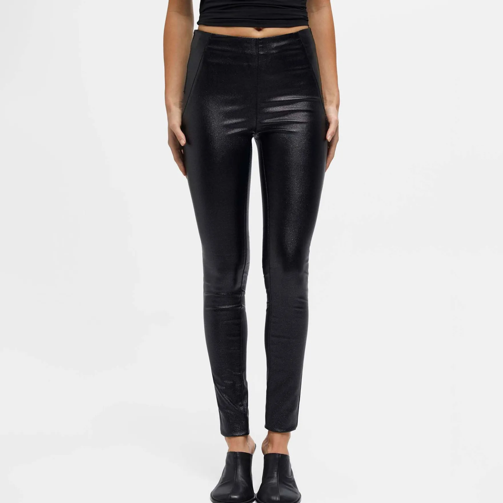 Objbelle coated glitter leggings