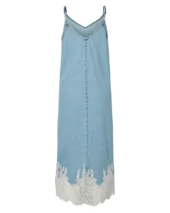 PCFENI LACE DENIM MIDI DRESS