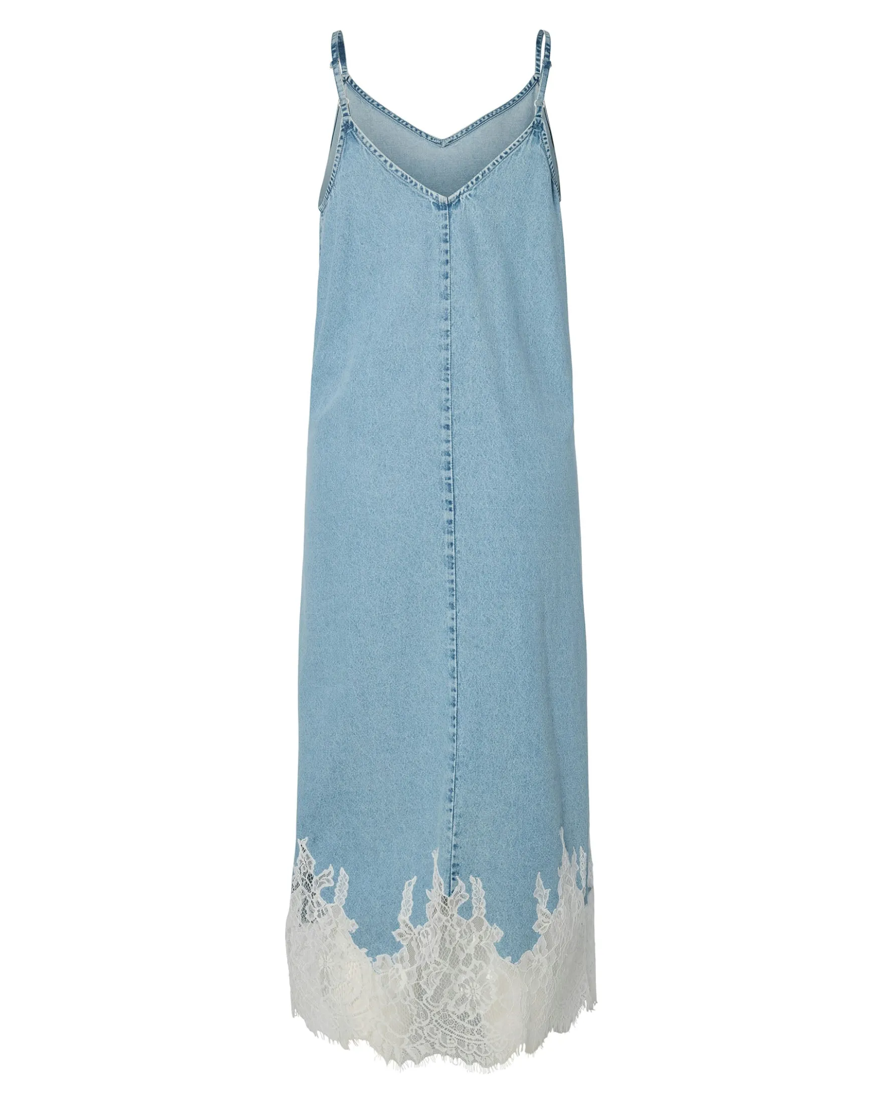 PCFENI LACE DENIM MIDI DRESS