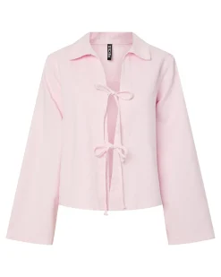 PCFLORA DENIM TIE BLOUSE