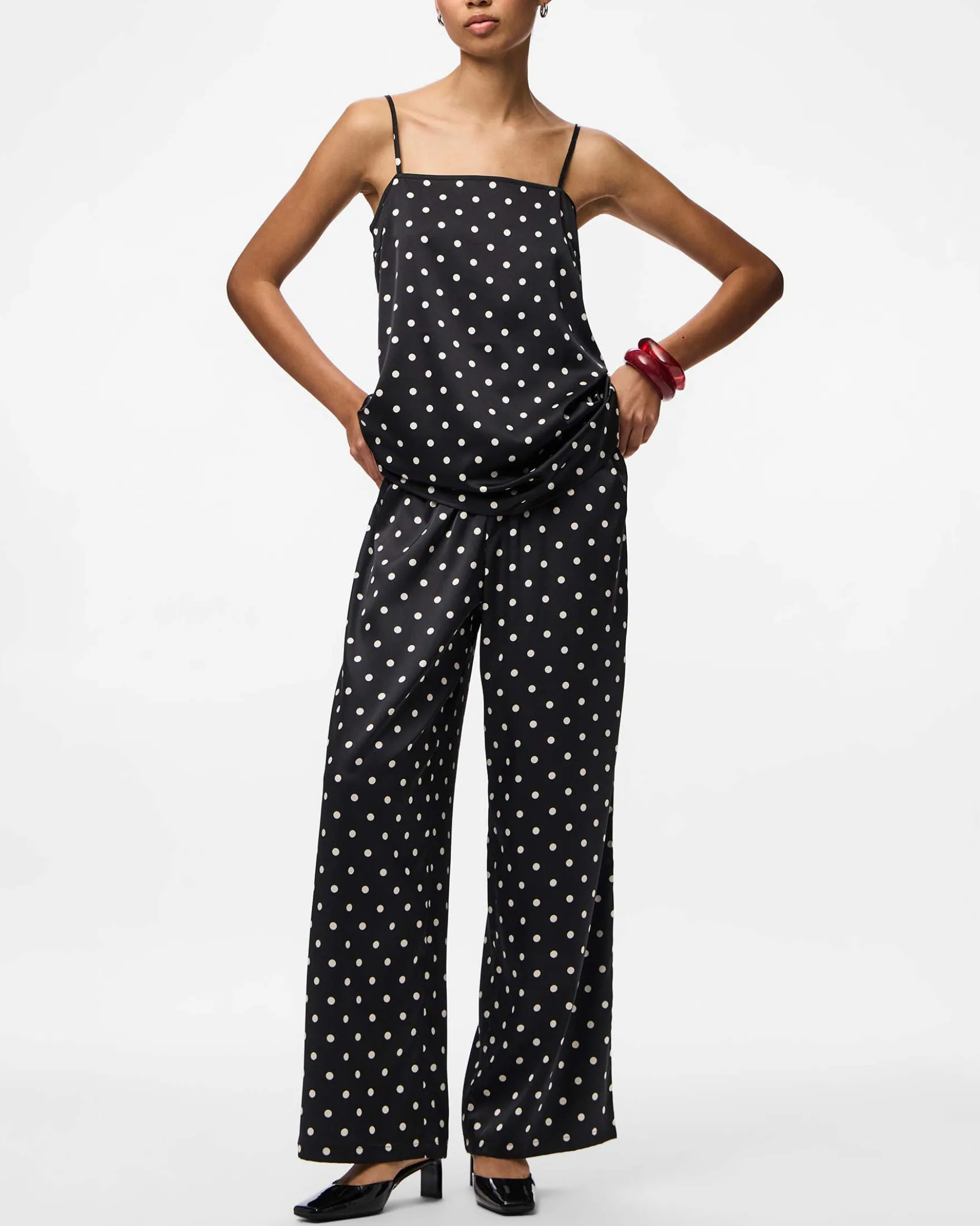 PCJYTTA STRAIGHT SATIN PANTS