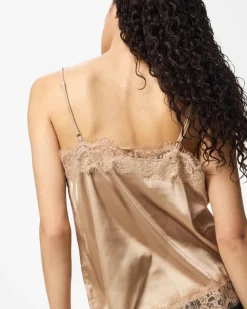 PCNOMI STRAP SATIN LACE TOP