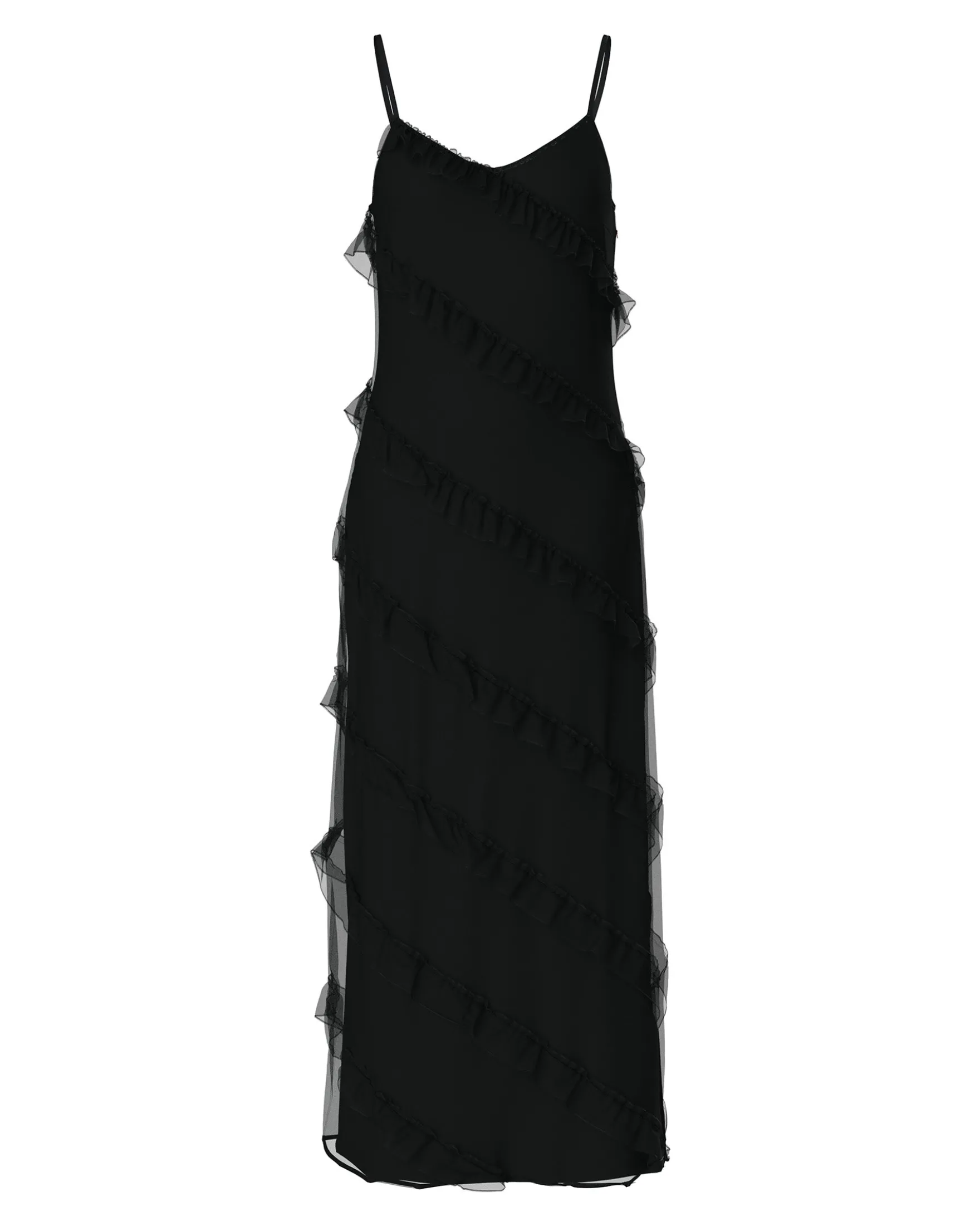 PCTWIRL FRILL MAXI STRAP DRESS