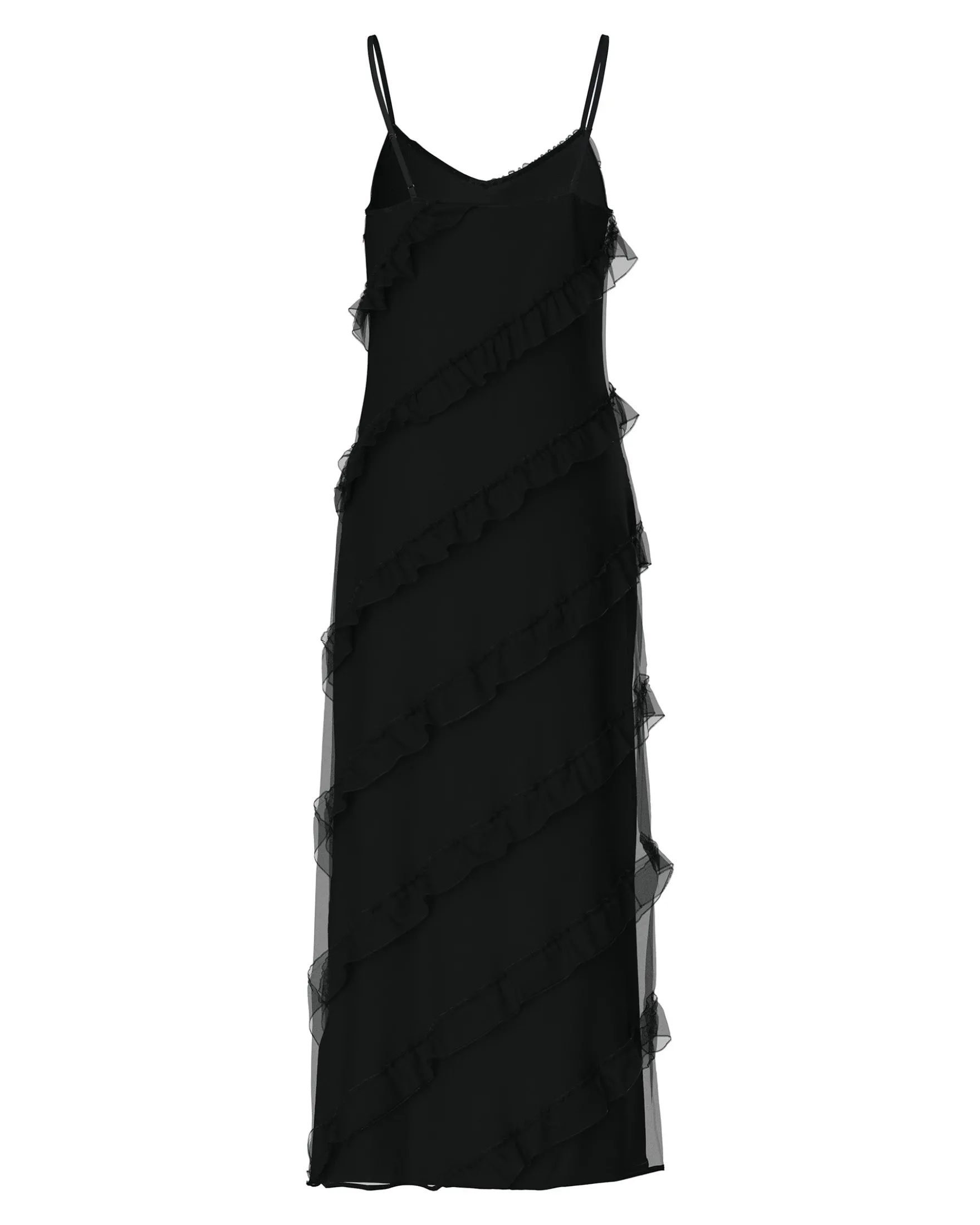 PCTWIRL FRILL MAXI STRAP DRESS