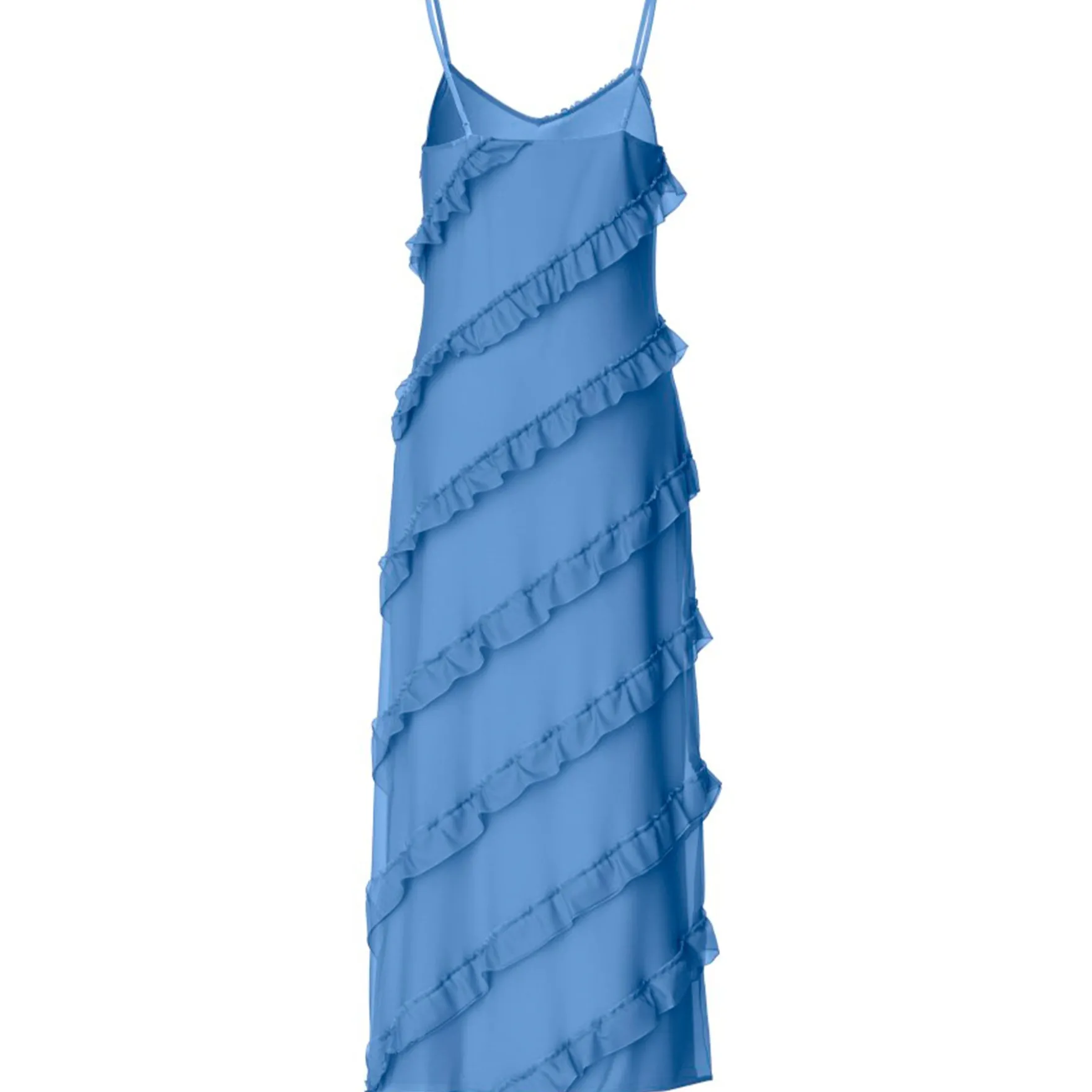 PCTWIRL FRILL MAXI STRAP DRESS