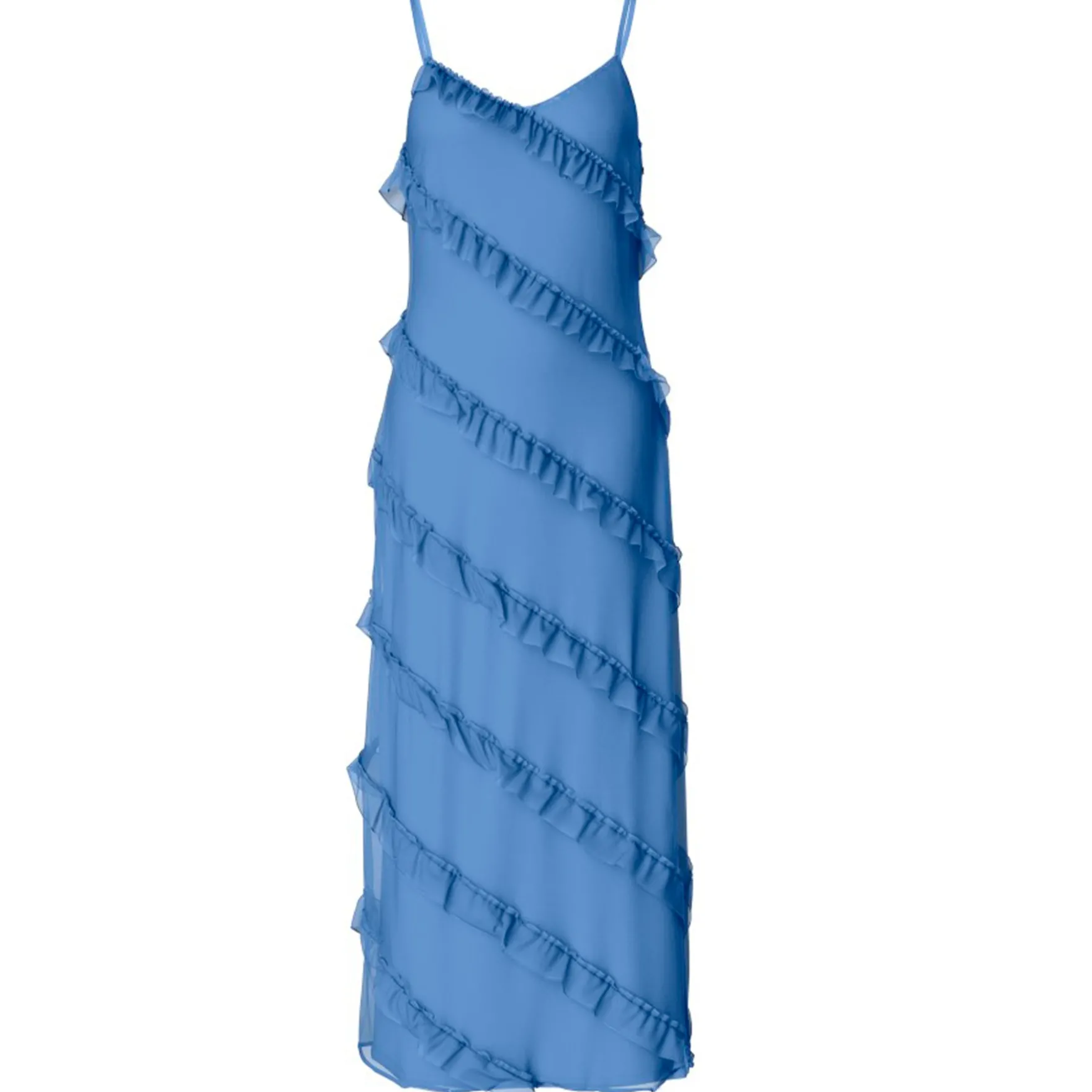 PCTWIRL FRILL MAXI STRAP DRESS