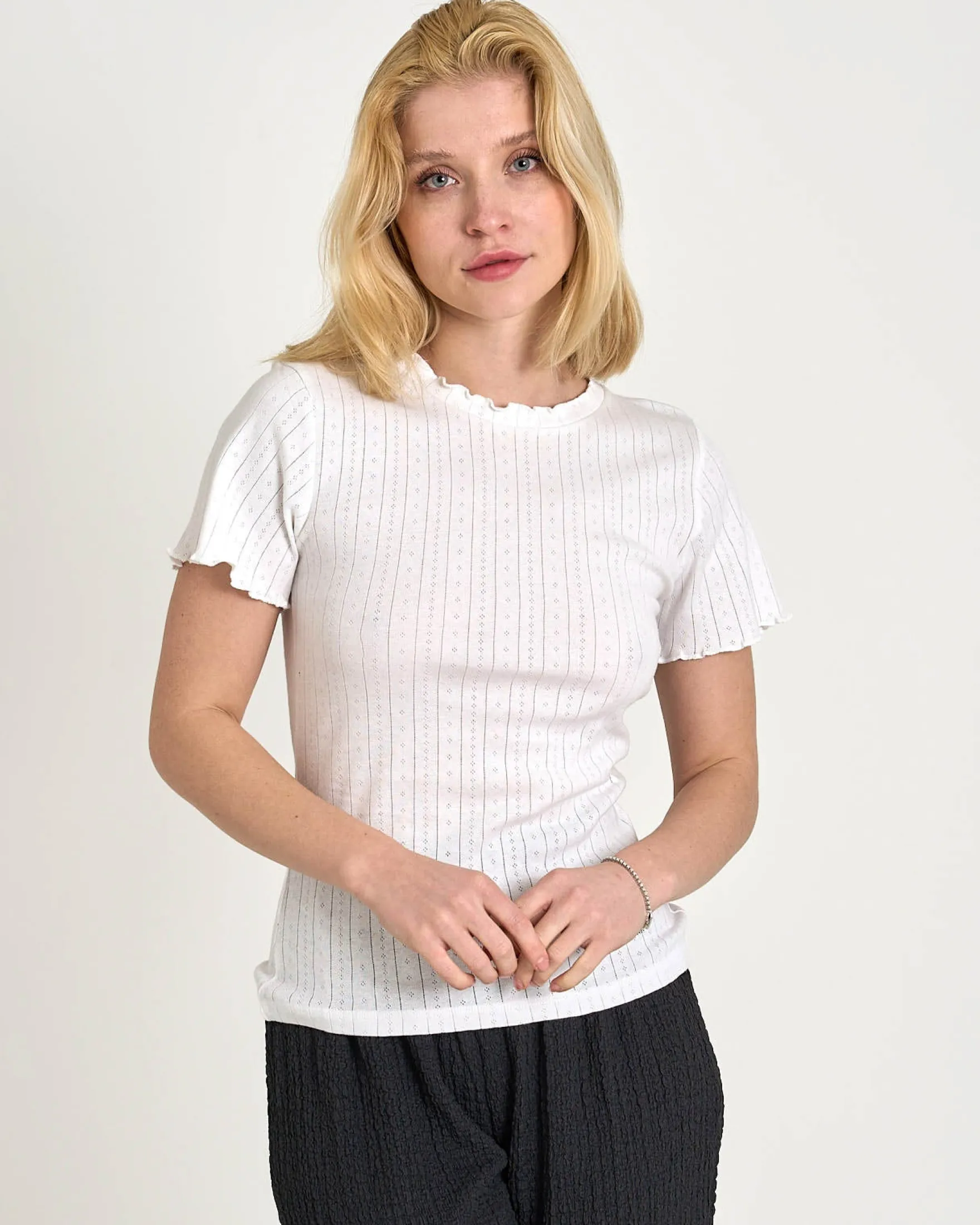 Puranine ss pointelle tee