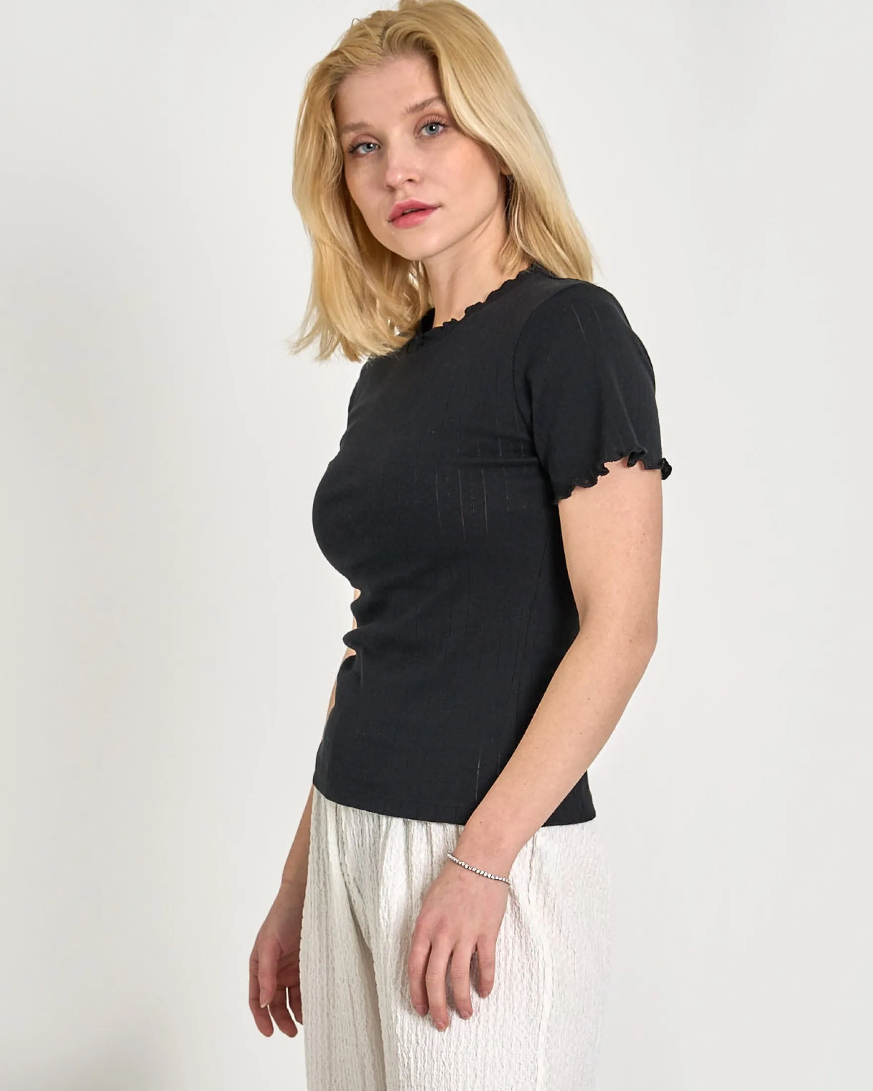 Puranine ss pointelle tee