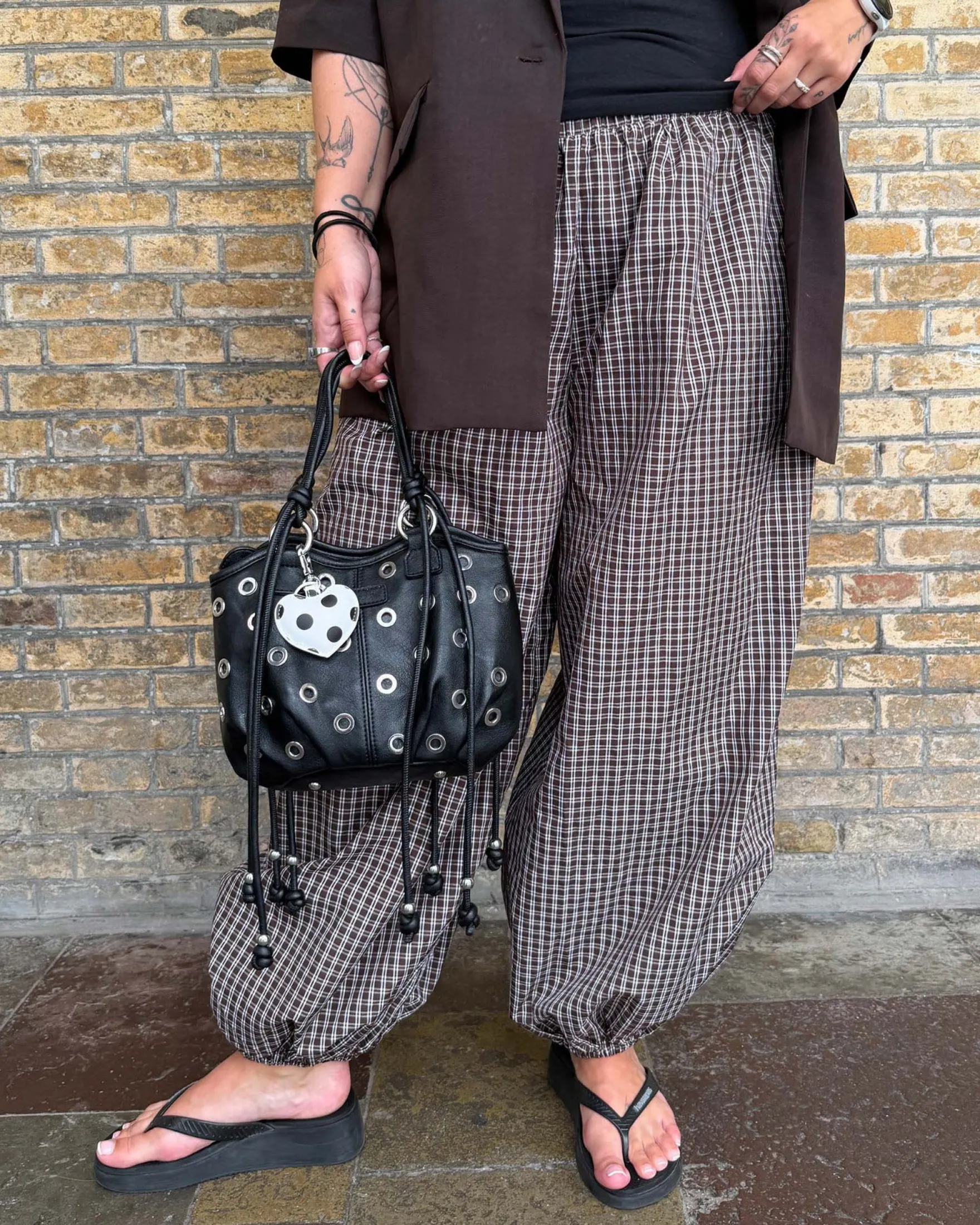 Purella check harem pant