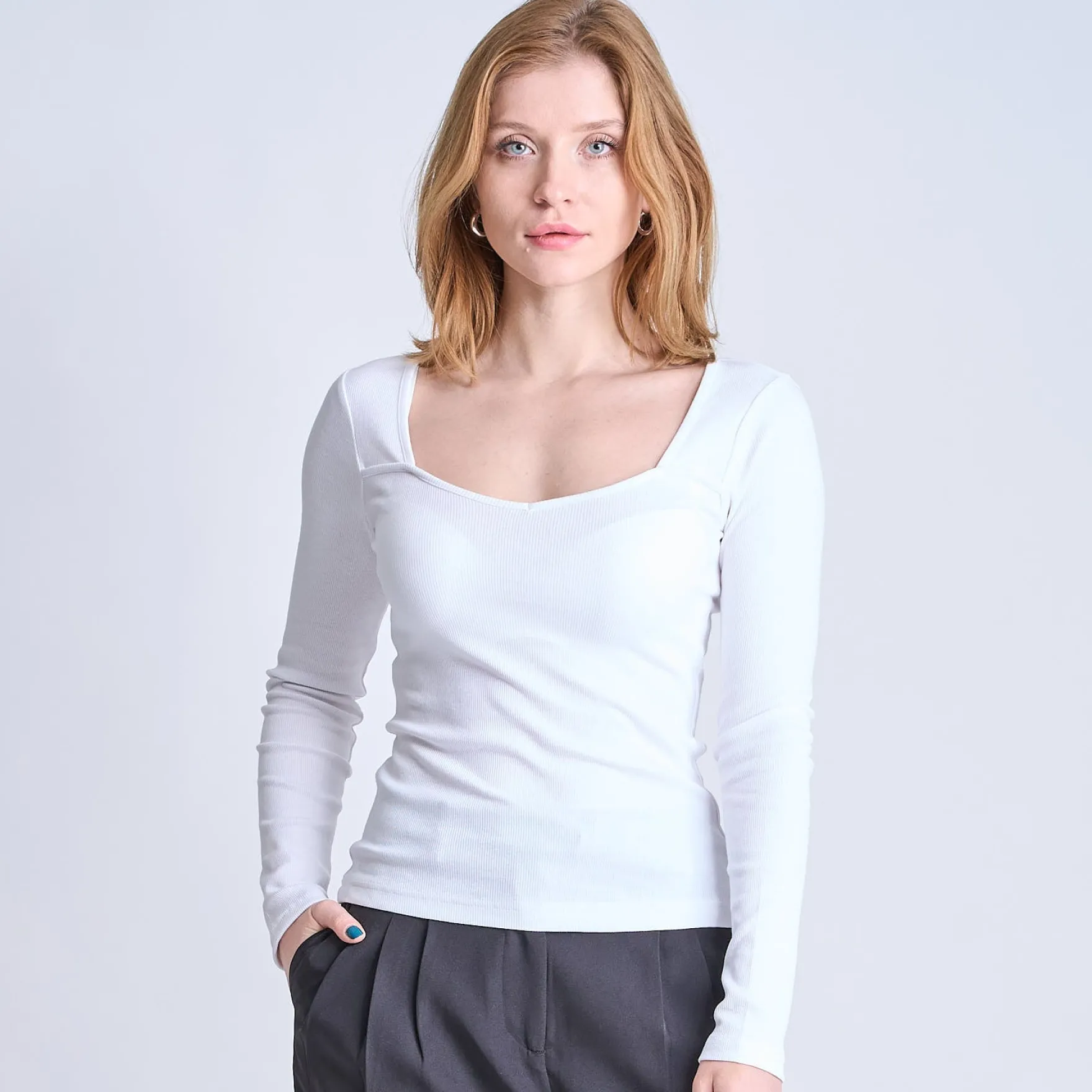 Purmynte heart neck blouse