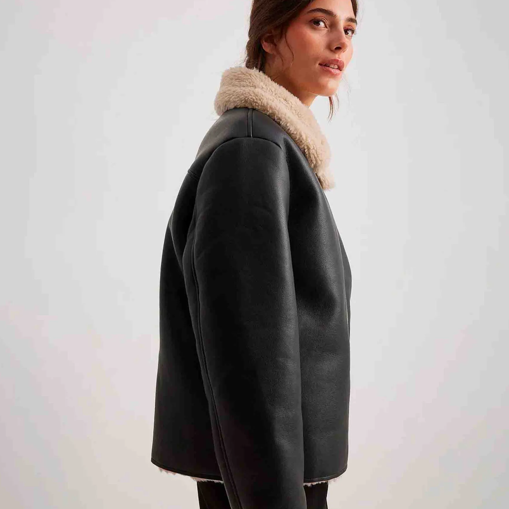 Pu teddy short jacket
