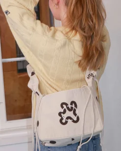 Shopper ruffle brown dots