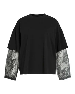 VIABIA LACE SLEEVE T-SHIRT