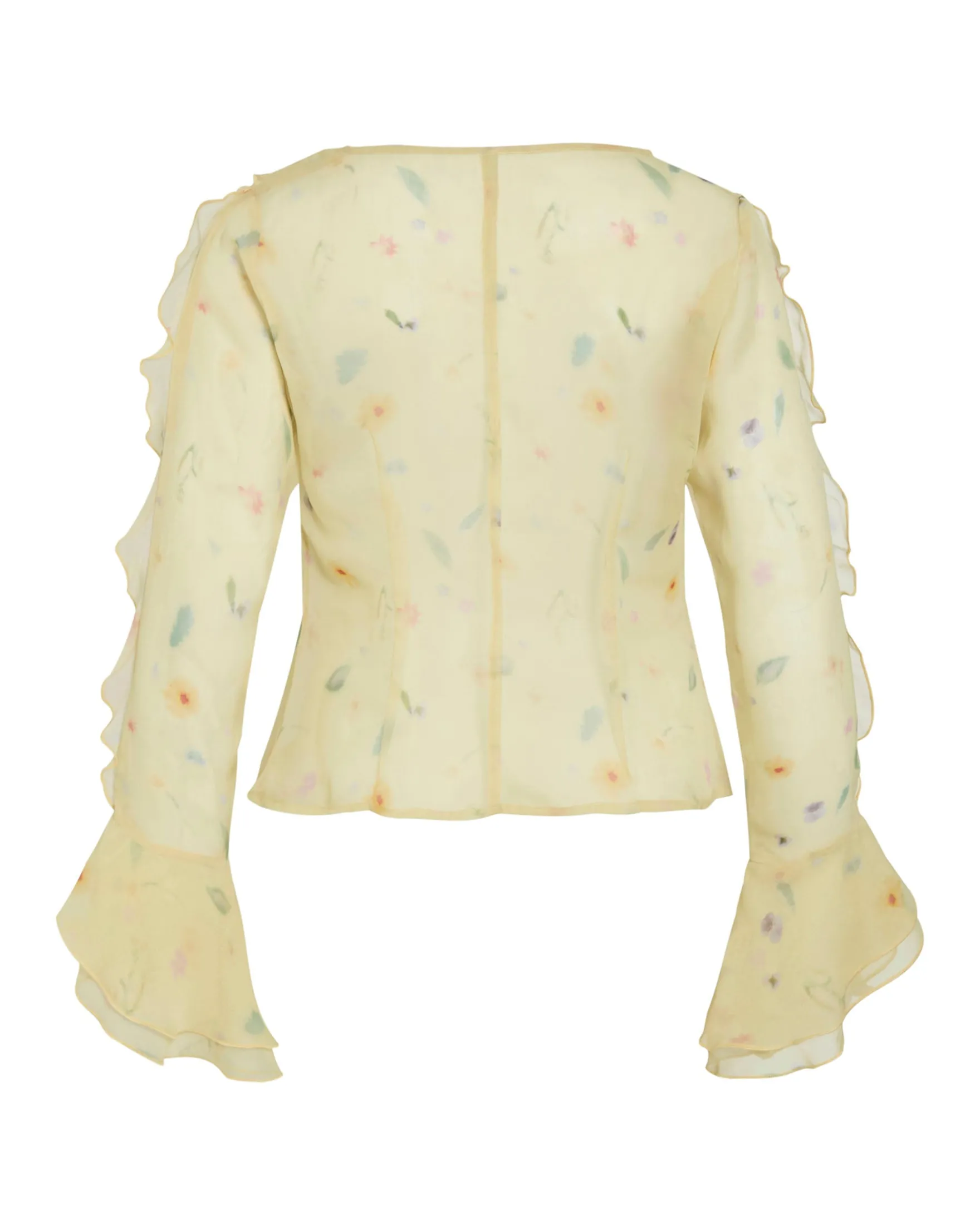 VIEMMY V-NECK FRILL TOP