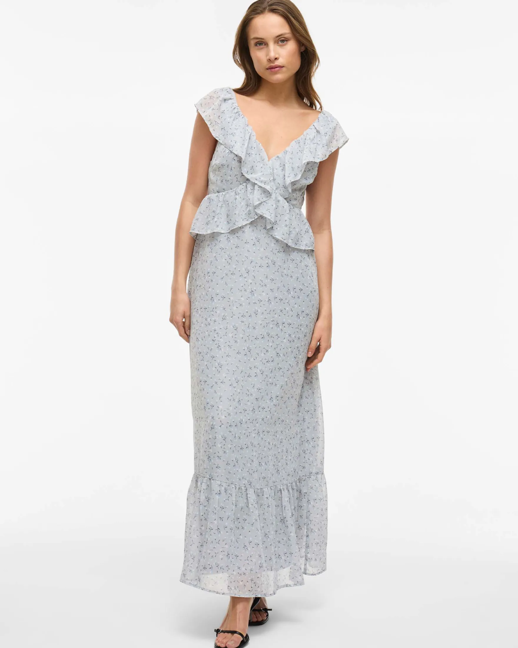 VIMONE S/L MAXI FLOUNCE DRESS