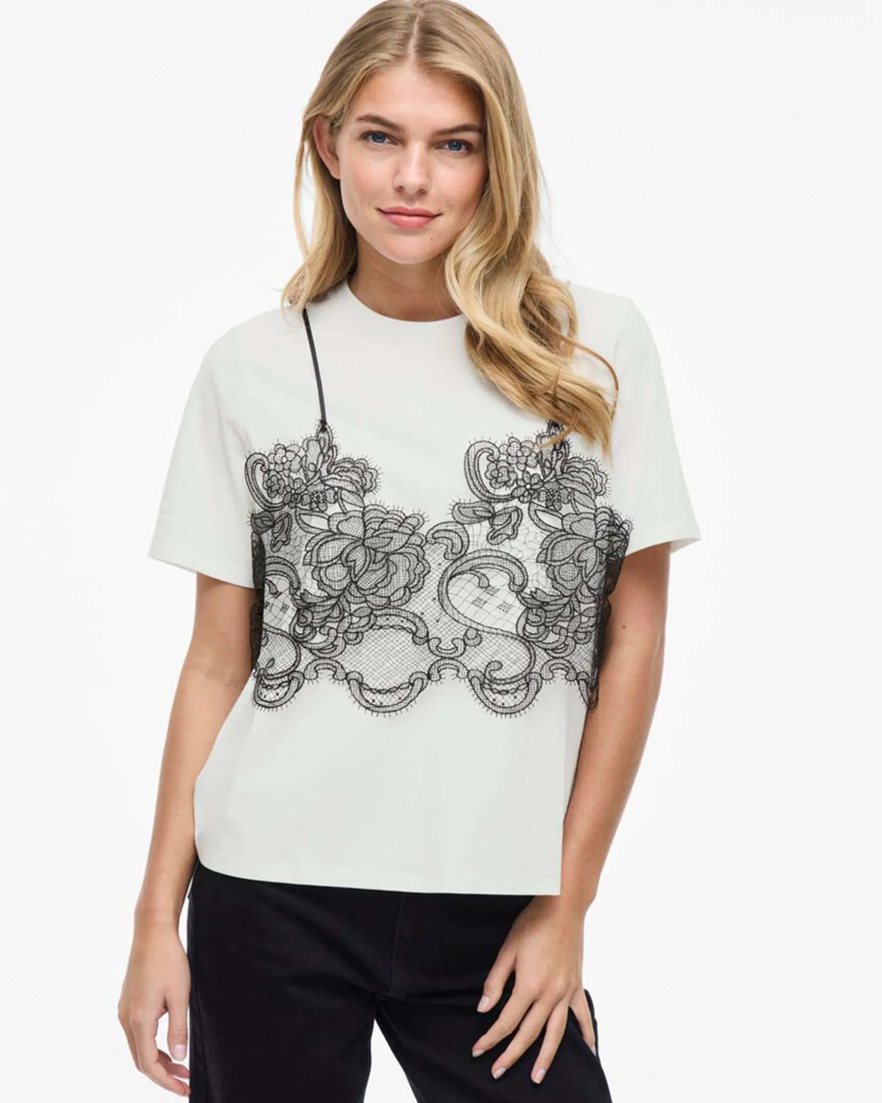 VIRADA S/S LACE DETAIL T-SHIRT