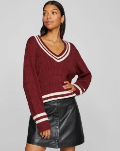 Visena l/s v-neck knit pullove